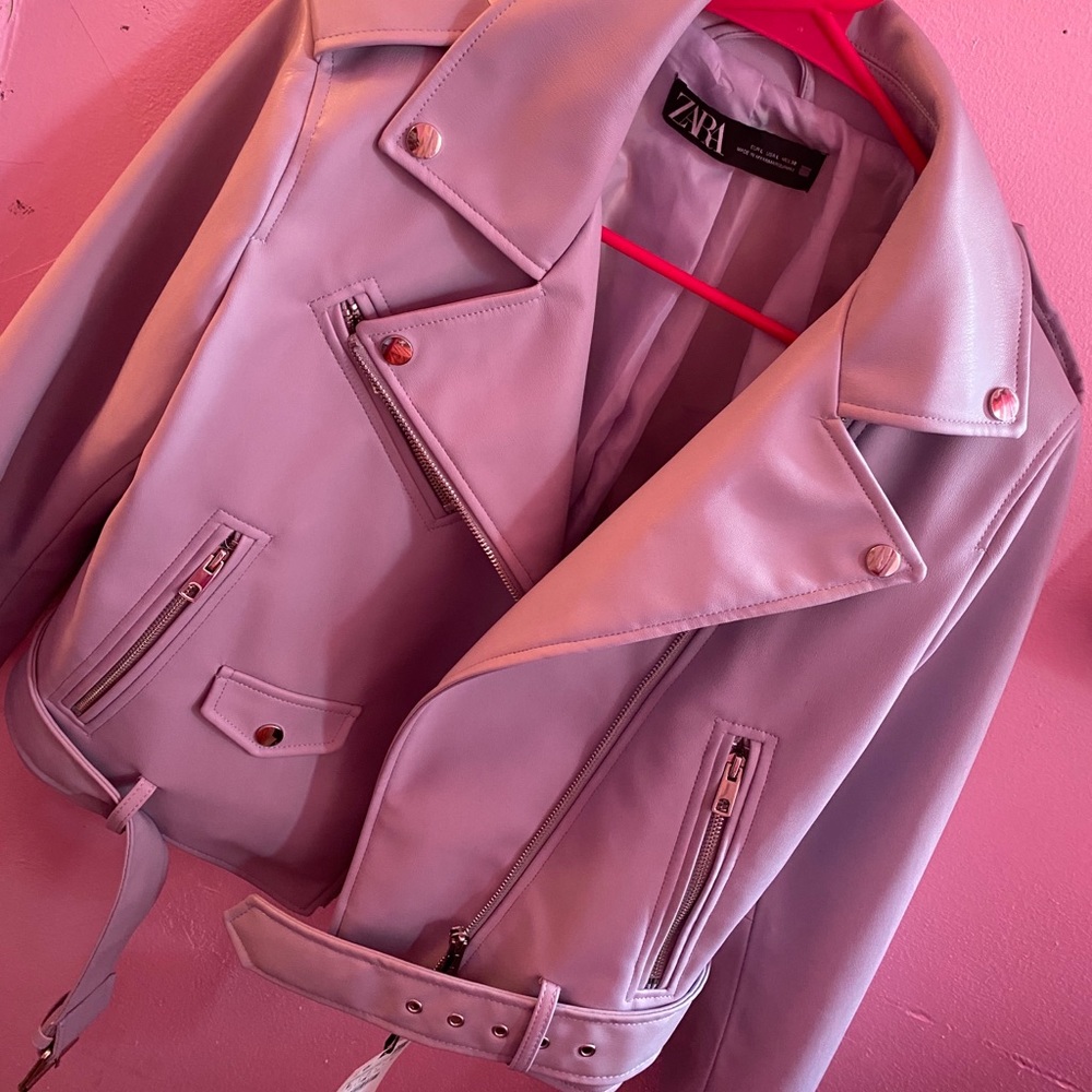 Lavender leather zara jacket